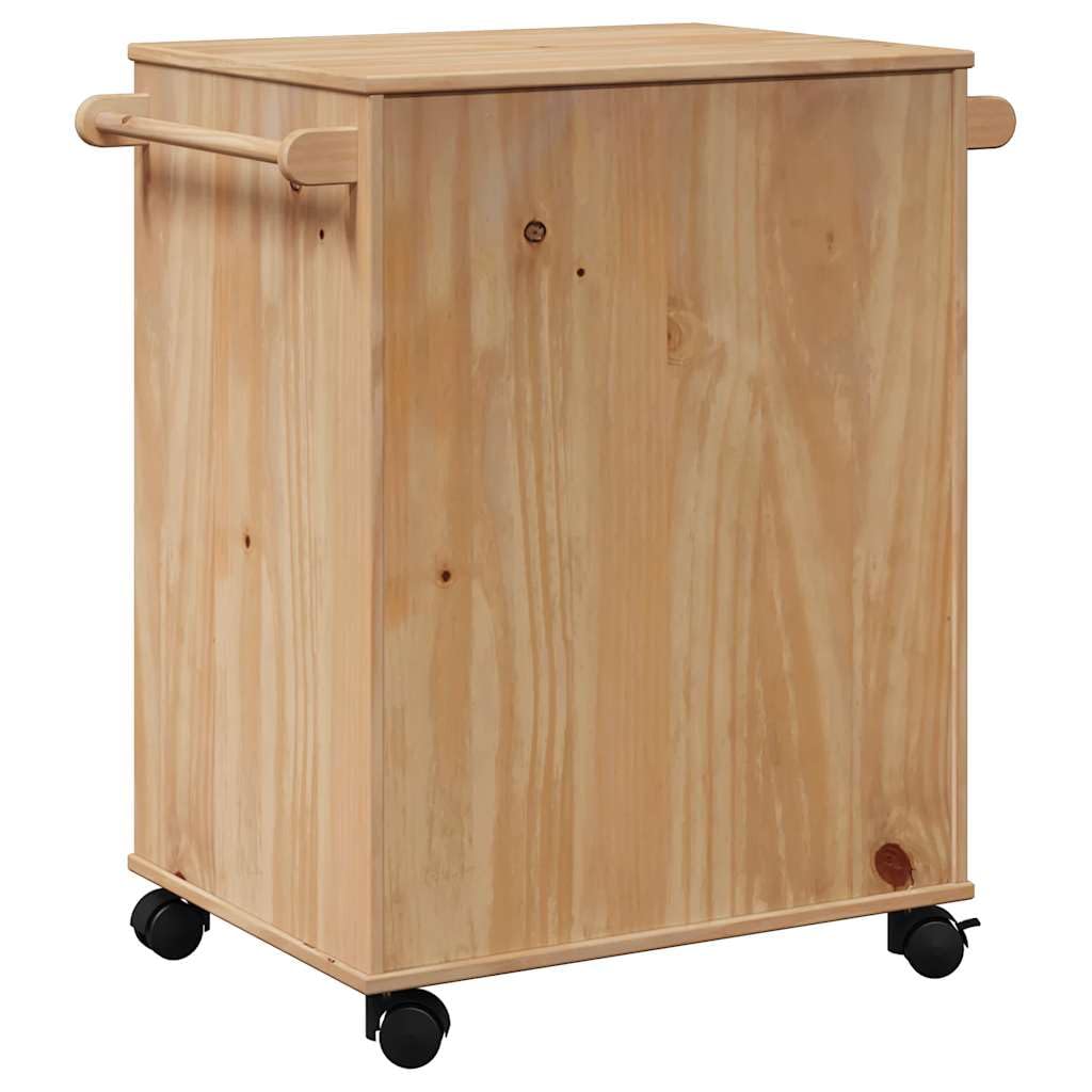 vidaXL Carrito de Cocina, Carro Organizador de Almacenamiento, Carrito de Servicio de Alimentos, Carro de Verduras Bebidas, Madera Maciza de Pino