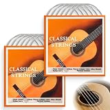 2 Sätze Klassikgitarren Guitar Strings, 6 Saiten Set für klassische Gitarre, normale Spannung Gitarrensaiten mit warmem Klang, langlebig und stimmstabil für Anfänger und Fortgeschrittene