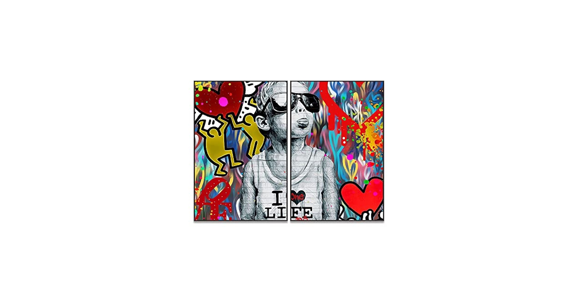 Amazon.co.jp: 2 Pieces Art Panel, Banksy, Children