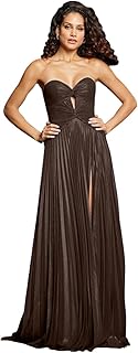 Women's Strapless Prom Dresses 2025 Long Pleated Satin Evening Dress Sweetheart Formal Gown with Slit YK901 - Buy now