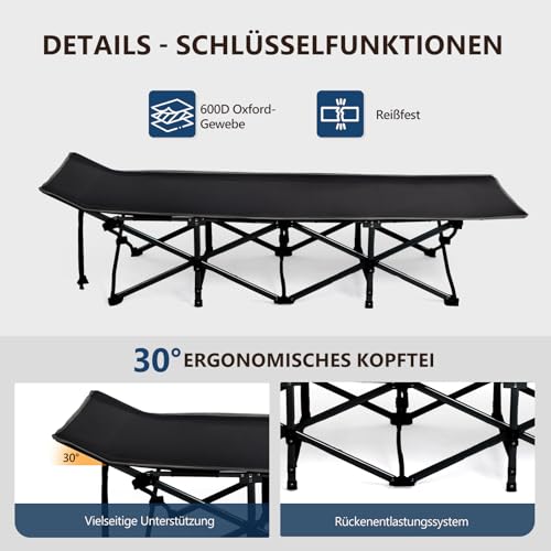 Traglast 300 kg - Detailansicht von Bonnlo Feldbett Camping Angebot – Dealfoxx.de