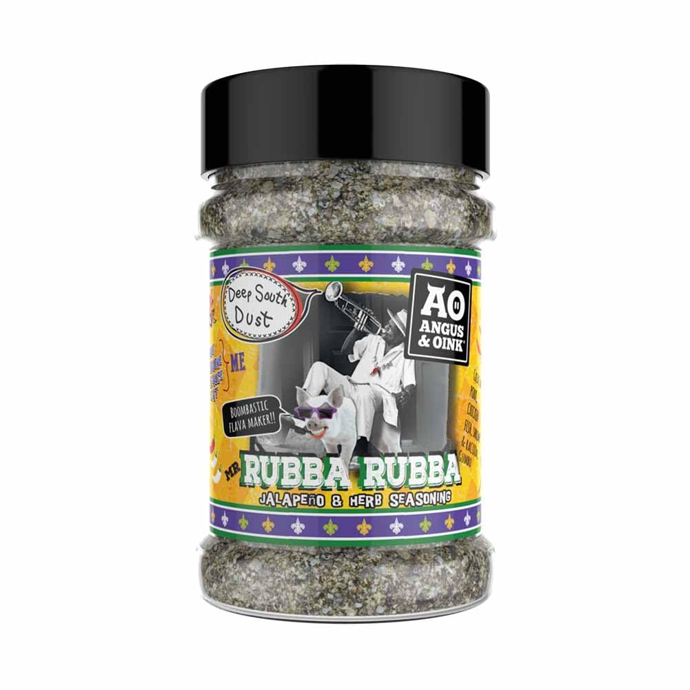 Angus & Oink | Rubba Rubba Jalapeno & Herb Seasoning | Authentic Creole and Cajun Flavours | Perfect for Shrimp, Pork, Fish, & Chicken | 200g