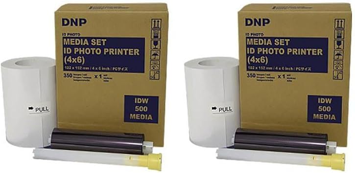 DNP 4x6" Paper and Ink Roll Media Set for IDW500 ID Photo Printer, 350 Prints 2-Pack