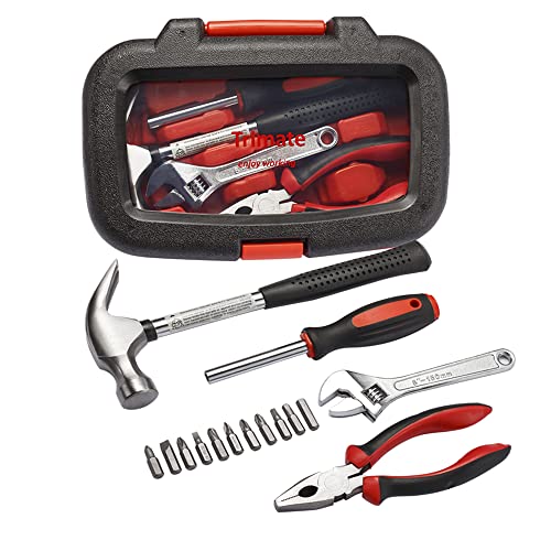 Haushalt Werkzeug Set, von Trimate, 15-teilig, Set beinhaltet - Hammer, Schraubenschlüssel, Zange (Werkzeug für Zuhause, Büro oder Auto) (Rot) 1 Haushalt Werkzeug Set, von Trimate, 15-teilig, Set beinhaltet - Hammer, Schraubenschlüssel, Zange (Werkzeug für Zuhause, Büro oder Auto) (Rot)