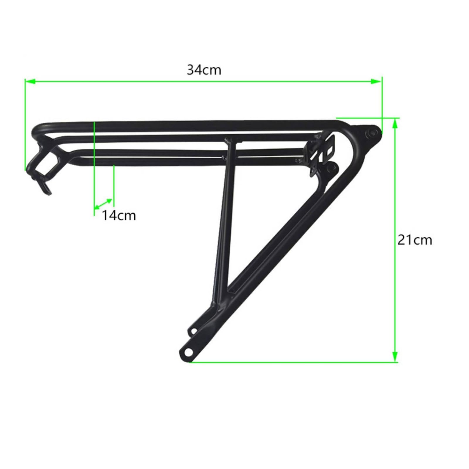 LOVIVER Portapacchi Bici Pieghevole Posteriore in Alluminio per Bici Pieghevoli 16 349 E Staffe Saldate Fori per E Punti Accessori Adatto a Pendolarismo, Nero, 16 Pollici 349