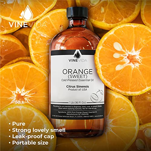 Vinevida Orange Sweet Essential Oil 16 Oz - Undiluted Orange Oil 16 Oz - Orange Candle Oil Scent - Diy Candle Scents For Candlemaking - Bulk Essential Oil For Soap Making Safe For Skin #TOP7