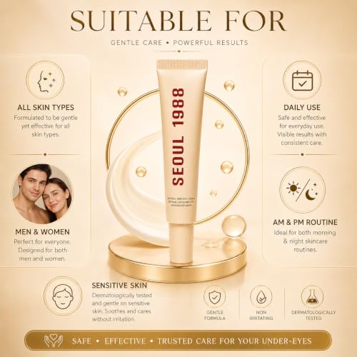 Image of SEOUL 1988 (Eye cream) Under Eye Retinal Cream for Dark Circles, Fine Lines & Puffy Eyes | Korean Eye Cream with Retinal Liposome 4% & Fermented Bean Extract | Hydrating Anti-Aging Eye Care, 30ml