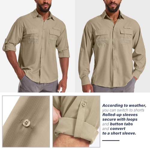 Men's Sun Protection Fishing Shirts Long Sleeve Safari Shirts UPF 50 UV Quick Dry Cooling Travel Work Shirts4