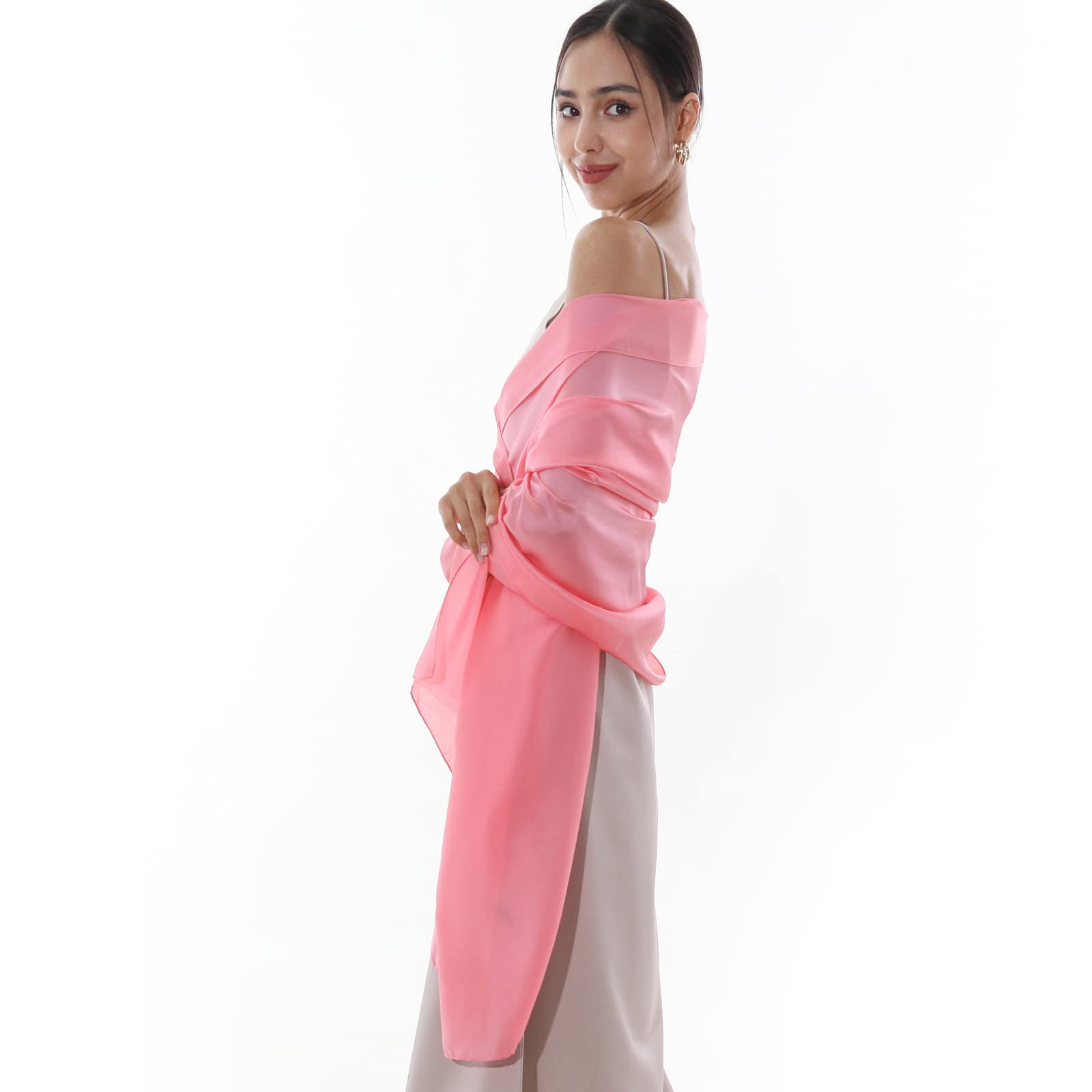 RIIQIICHY Foulard Sciarpa Seta Donna Pashmina Stola Scialle Cerimonia Abito da Sera Elegante Sposa