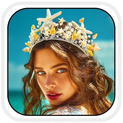 Gortin Mermaid Crown and Tiara for Women Starfish Bridal Wedding Headpiece Pearl Seashell BeachHeadband Hair Accessories