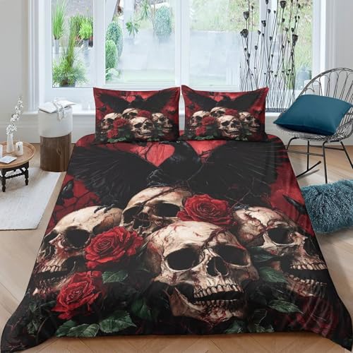 Linge de lit gothique Skulls 3 pièces housse de couette 260x220cm - 2