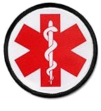 RED SYMBOL Medical Alert Symbol Black Rim 2.5 inch Sew-on Patch