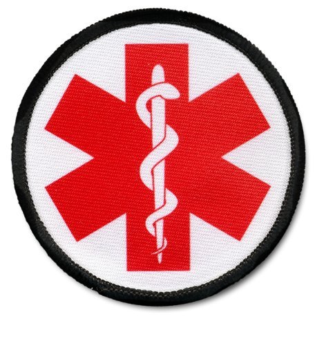 Creative Clam Red Symbol Medical Alert Symbol Black Rim 2.5 Inch Sew-on Patch