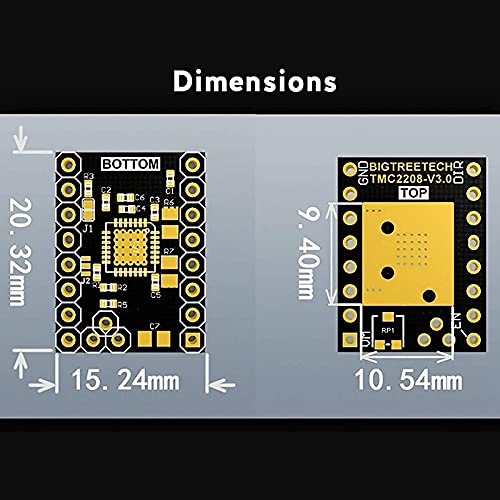 Lysee 3D Printer Parts & Accessories - BIGTREETECH 3D Printer Part Stepstick Mute Tmc2208 V3.0 Stepper Motor Driver with Heatsink Printer Control Board - (Size: 1.4mm, Color: As Shown, Plug Type: KR)