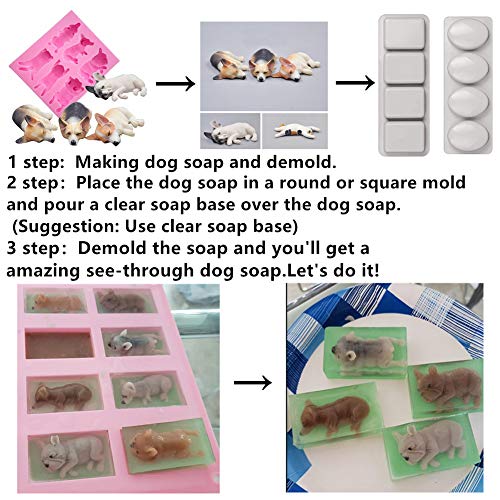 Silicone Molds 3D Sleeping Dog Corgi And Bulldog, See-Through Dog Shape Craft Art Silicone Soap Molds, 3 Pcs Rectangle Oval Craft Molds Diy Handmade Soap Making Molds - Soap Making Supplies By Yscen #TOP5