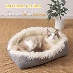 Weiches Katzenbett Waschbar 42x36 cm Plüsch Haustierbett für Katzen und Kleine Hunde, 2 in 1 Katzenbett Schlafsack Warmes Haus Katzenkissen Katzendecke Waschbares Nest Bett für Katzen – Bild 3