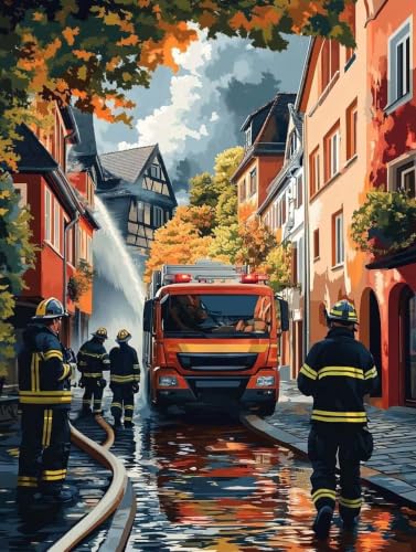 Broderie diamant pompiers 80x110cm kit complet de point de croix