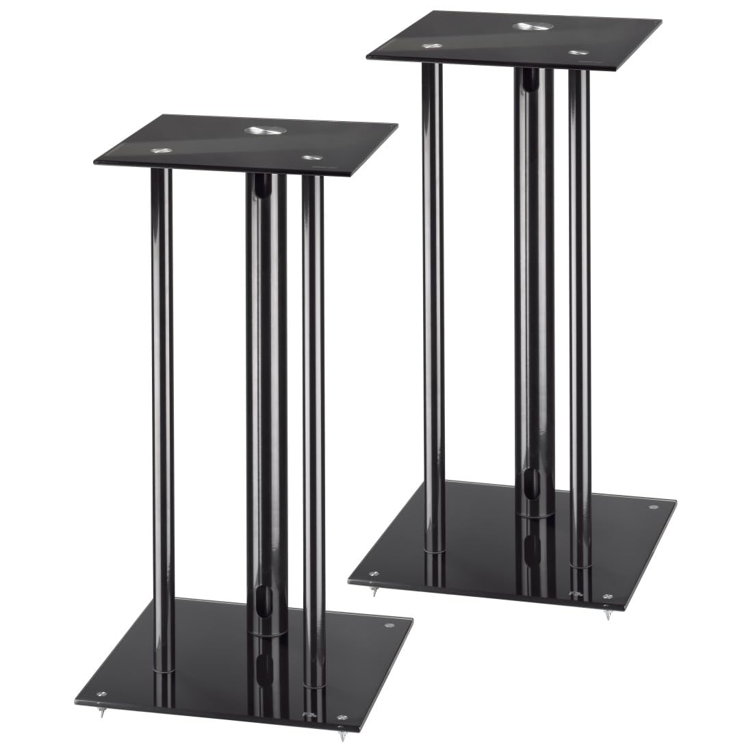 Hama Set di 2 supporti per altoparlanti, per scatole pesanti, con passacavi, ammortizzatori di vibrazione, supporto universale, altezza 64 cm, max. 30 kg, nero