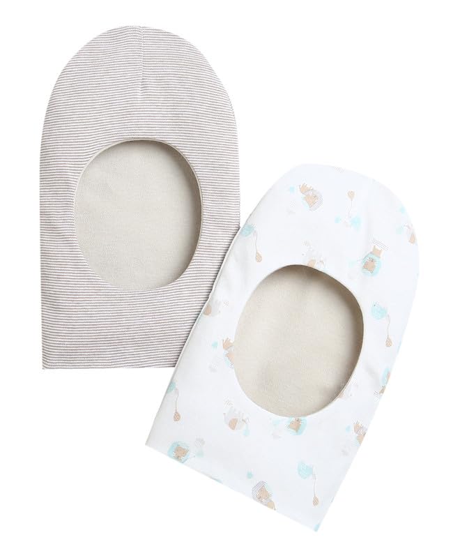 BUMZEE Peb9530 czapka dziewczęca, dwustronna, bawełna, beżowy i biały, 2 sztuki
