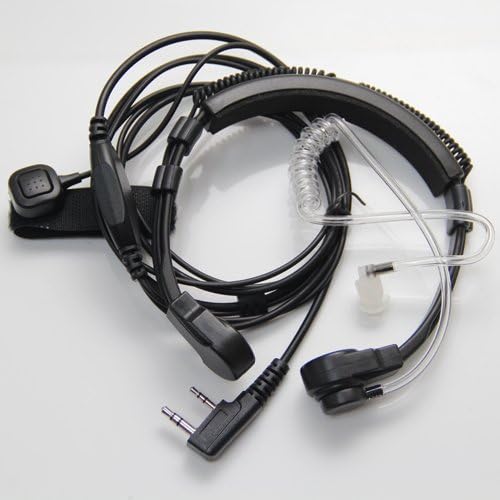 1 X Flexible Throat Mic Microphone Covert Acoustic Tube Earpiece Headset with Finger PTT for Kenwood Pro-Talk XLS TK Two Way Radio Walkie Talkie 2pin