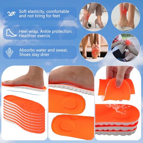 Image of Skicuff 8 Pairs 4D Cloud Insoles for Men Women, Soft Inserts Foam Cushioned Insoles Breathable Anti-Fatigue Inserts for Pain Relief, Sports Walking, Trim to Fit(Men,US 7.5-10.5,Orange)