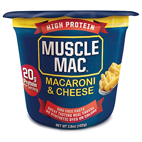 Muscle Mac | Macaroni and Cheese Microwavable Mega Cups, 20 Grams Of Protein Per Serving, Real Cheese, Non-GMO, (12 Cups)