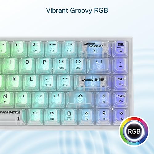 Image of Redragon K631 PRO 65% 3-Mode Wireless RGB Gaming Keyboard, 68 Keys Compact Full-Transparent Mechanical Keyboard w /Hot-Swap Free-Mod PCB Socket, Translucent Custom Switch - White