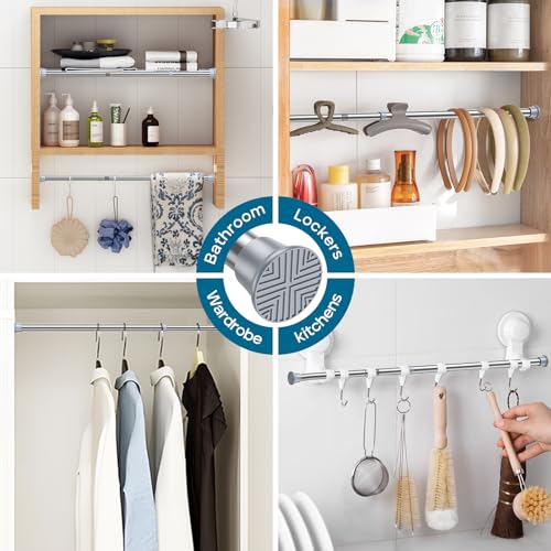 Image of AIZESI Silver Tension Curtain Rod 18-36 inch, 1Pcs Adjustable, Stainless Steel, No Drilling, Non-Slip, Wide Use, Easy Installation