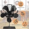 PYBBO Wood Stove Fan 5 Blades, Heat Powered Fireplace Fans for Log Burner Stove, Non Electric Silent Motors Operation Circulating Warm Air Fan with Magnetic Thermometer