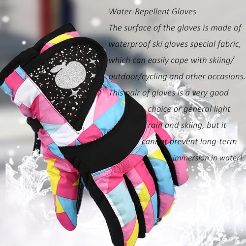 Image of UTOWO Kids Winter Cold Weather Ski Gloves Boy-Girl Warm Windproof Snow Gloves for Snowboarding Sledding Cycling Toddler 3-6T