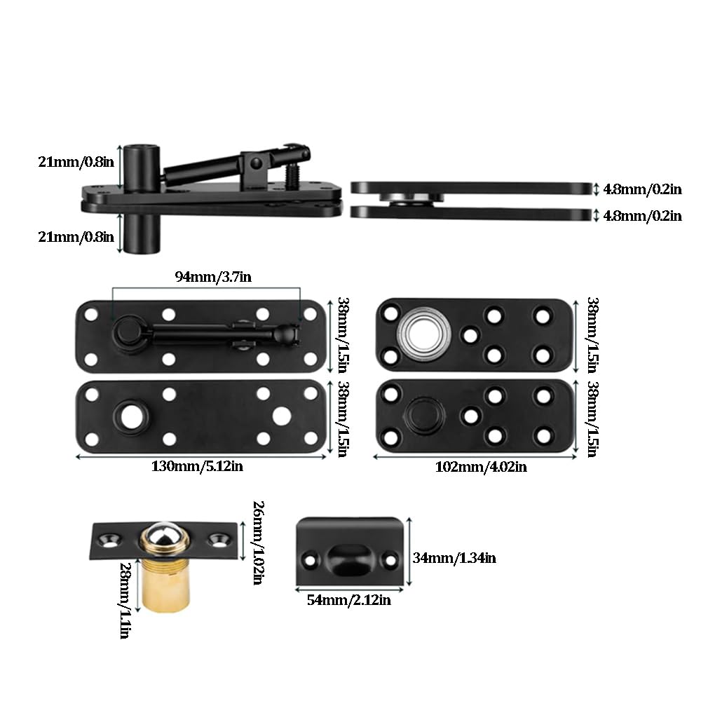 Wotendy Heavy Duty Hidden Door Hinges, 360° Rotation Stainless Steel Pivot Hinge, Up to 260kg Load-Bearing - Image 2