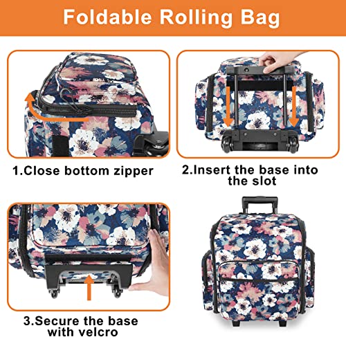 Yorepek Rolling Craft Bag, Scrapbook Tote Bags With Wheels, Teacher Rolling Cart For Women, Water Resistant Scrapbooking Storage Organizer For Supplies And Tools, Gift For Family Mother Wife Daughter #TOP3
