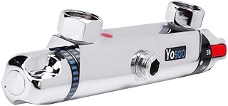 Chrome Thermostatic Shower Mixer Valve, Modern Thermostatic Bar Bath Mixer Tap, Anti Scald Tap Temperature Control Shower Valve 38°C Temperature Protection, Safe and Comfortable Bathing