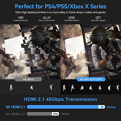 Dghumen 8K Fiber Optic Hdmi 2.1 Cable 50Feet, Supports 8K@60Hz 4K@120Hz Ultra High Speed 48Gbps Dynamic Hdr, Earc,Arr, Dolby Atmos, Compatible With Ps5, Xbox Series X, Uhd Tv-Gold #TOP4