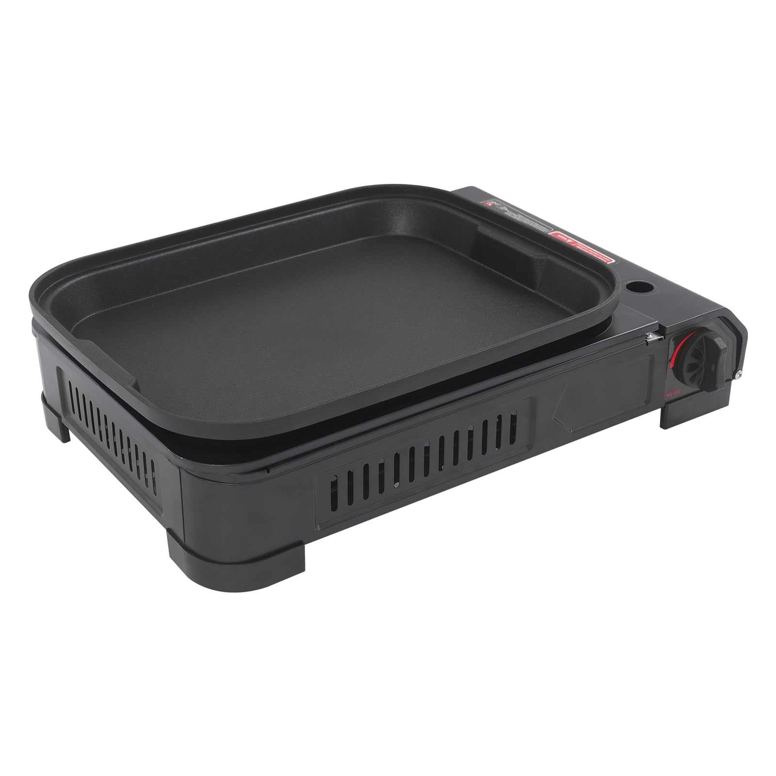 Kit barbecue à gaz de camping 2 en 1 - Réchaud à gaz portable - Avec poêle à barbecue, couvercle en verre et valise - Pour l'extérieur et le camping - Puissance : 2,1 kW