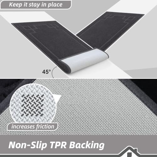 Image of BEQHAUSE Door Mat 32 inch x 48 inch, Non-Slip Door Mats Indoor Washable, Dark Grey
