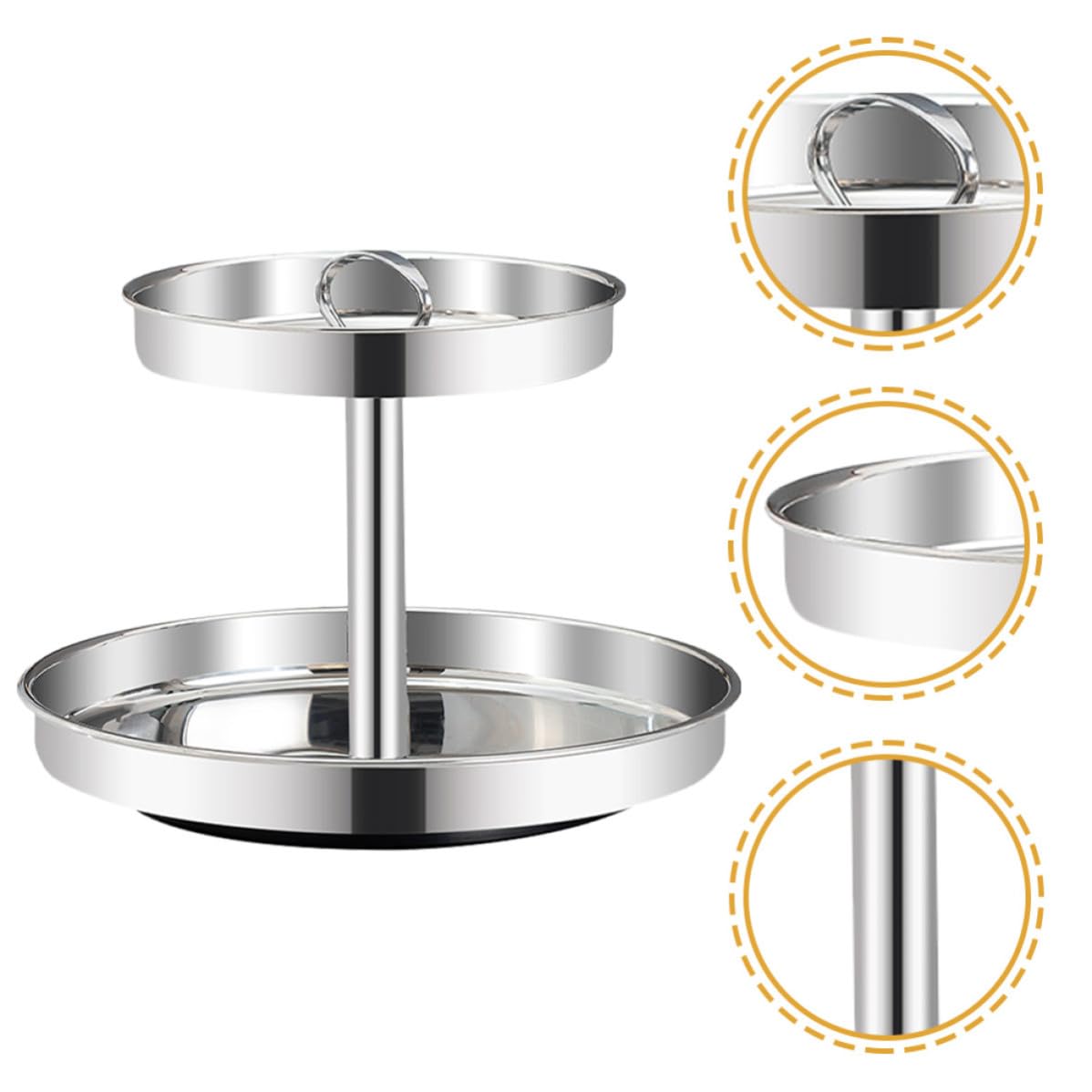 Operitacx Plateau à Gâteau en Métal Double Couche en Acier Inoxydable, Plateau Ménager Pratique et Portable pour Fruits et Légumes, Cuisine et Service