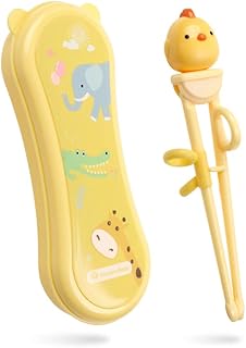 Goryeo Baby Training Chopsticks for Kids - Use Completely Harmless Material - Anti-dislocation Buckle Design - Includes Portable Box (Yellow)