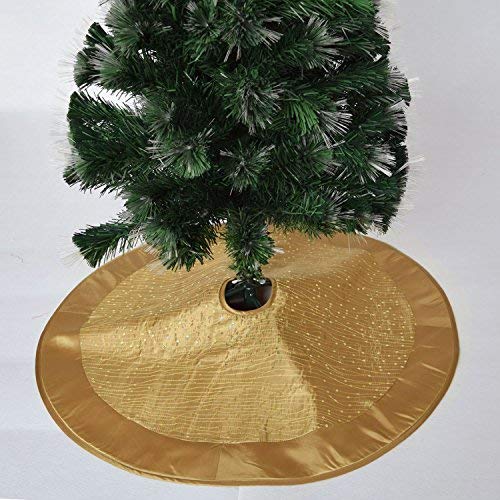 Gireshome Gold Sparkle Glitter Sequin Center,Faux Silk Stain Border Christmas Tree Skirt,Xmas Christams Holiday Party Decorations - 36inch