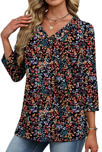 Image of XIEERDUO 3 /4 Length Sleeve Womens Tops V Neck T Shirts Summer Clothes Basic Blouses Dressy Casual 2026 Spring Outfits