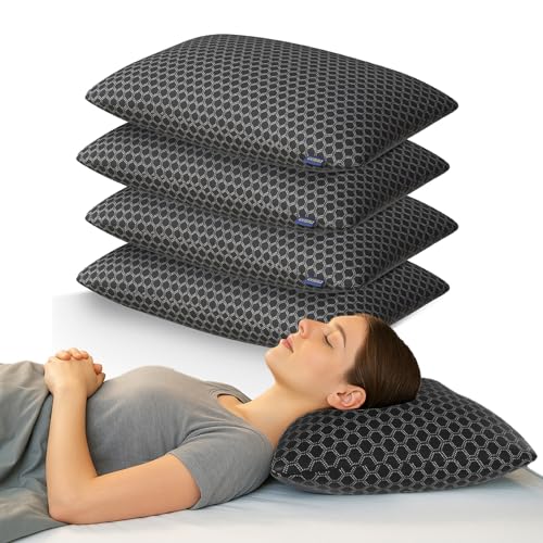 Image of Orista Premium Microfiber Pillow Pack of 4 | 16 inch x 24 inch| Soft, Fluffy, Supportive Sleeping Bed Pillow | Ideal for Back, Side & Stomach Sleepers | Premium Black Cover