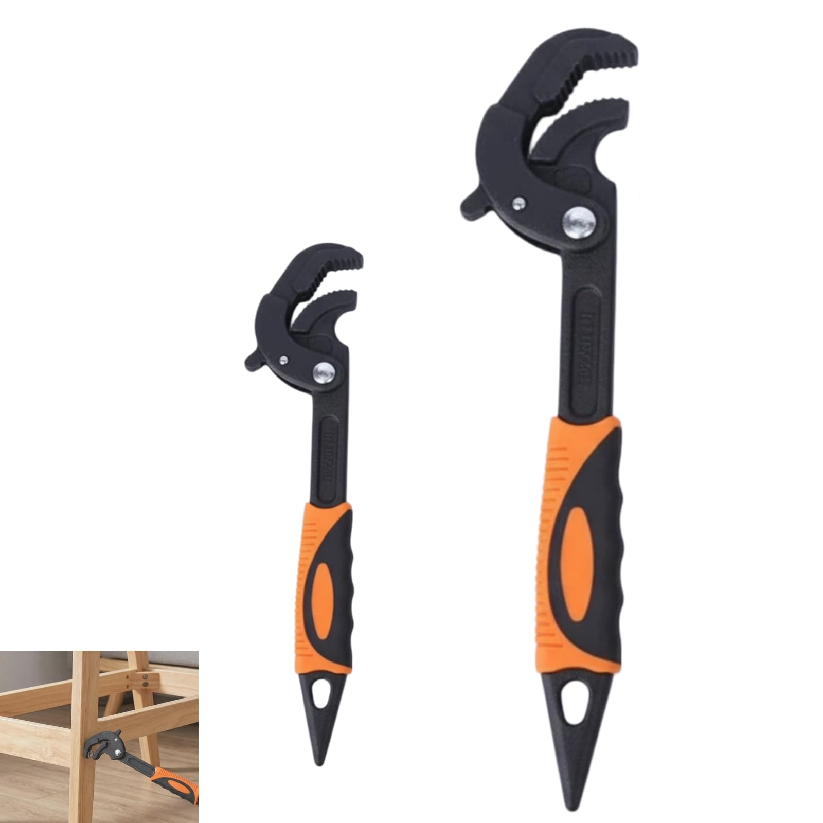 KAGHSTH 2 Pcs Universal Wrench, Joker Spanner Ergonomic Bi Material Handle Metric Adjustable Spanner with Bi-Material Soft Grip for Auto Repair and Home Maintenance