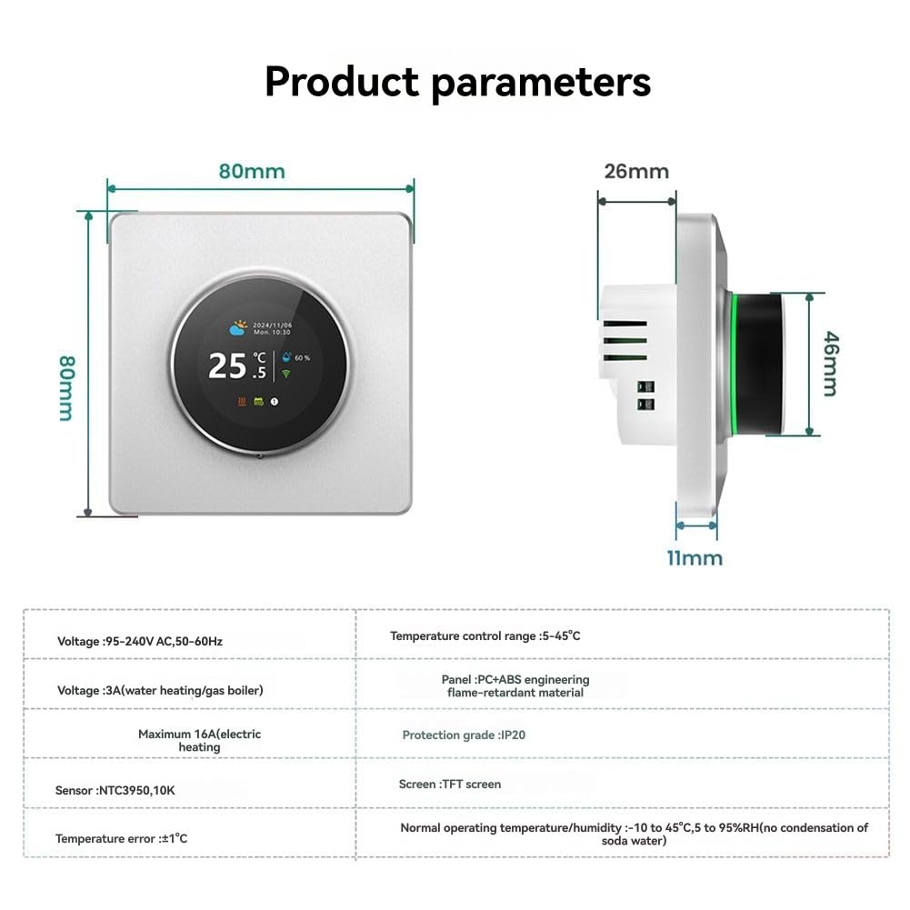 Tuya WiFi Scaldabagno Elettrico Controllore di Temperatura Termostato Intelligente con Manopola per Caldaia Acqua/Gas 3A