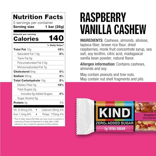 KIND Zero Added Sugar Healthy Snack Bars, Fruit & Nut Flavor Pack, 15ct | A pre-workout boost with 0g added sugar, 5g protein and 3g net carbs. These crunchy, keto-friendly nut bars are gluten free. - image 2