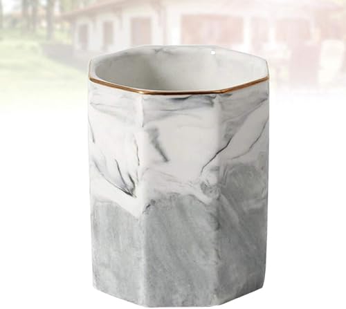 Miniatura 7 de TOPBATHY Pinceles de maquillaje, soporte de cerámica para bolígrafo, patrón de mármol, soporte para brochas de maquillaje, soporte para cepillos de