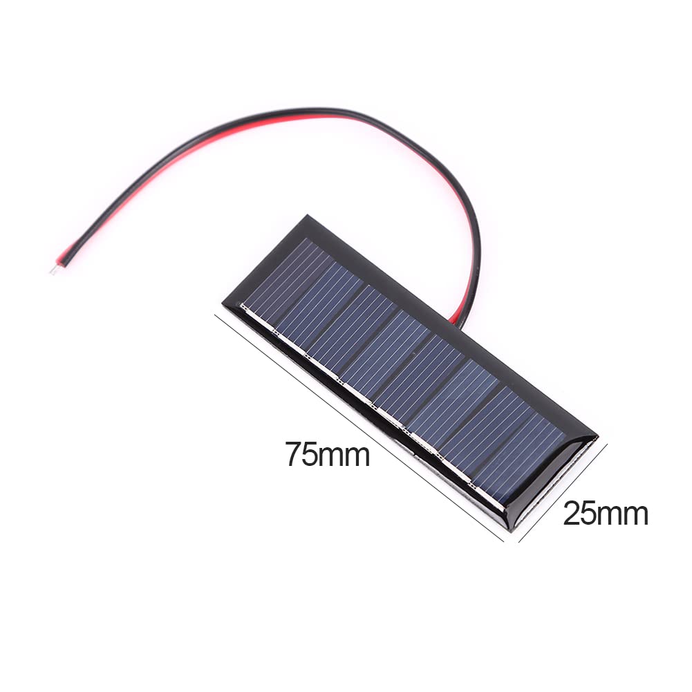 Mini-Solarmodul 4 V, 0,2 W – 2 Stück, 75 X 25 Mm, Epoxidharz, 2-Draht, Für DIY-Projekte, Gartenbeleuchtung & Solar-Ladegeräte