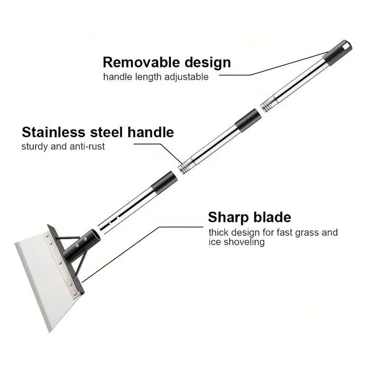 Pelle de nettoyage de 165 cm, grattoir de jardin multifonctionnel très résistant, outil anti-mousse avec longue poignée réglable pour pavés, allées, chemins de jardin et bords