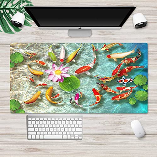 Tapis de souris gaming antidérapant XXL grand format 90x40 cm avec motif lotus 3D