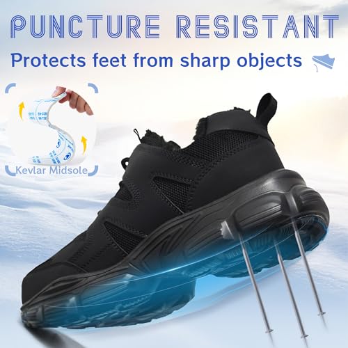 Image of Breathable Steel Toe Sneakers for Women Lightweight Puncture Proof Work Shoes Non Slip Safety Tennis Shoes Comfortable for Construction Industrial Warehouse