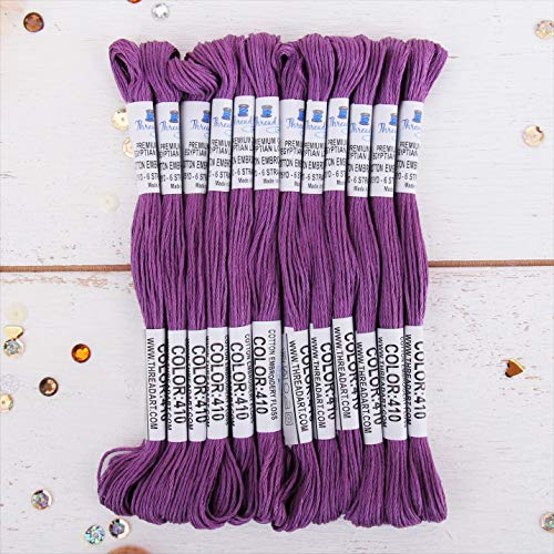 Image of 12 Skeins ThreadArt Cotton Embroidery Floss, Purple | Long fiber cotton embroidery floss for cross stitch, hand embroidery and bracelets. Six-strand floss separates easily.